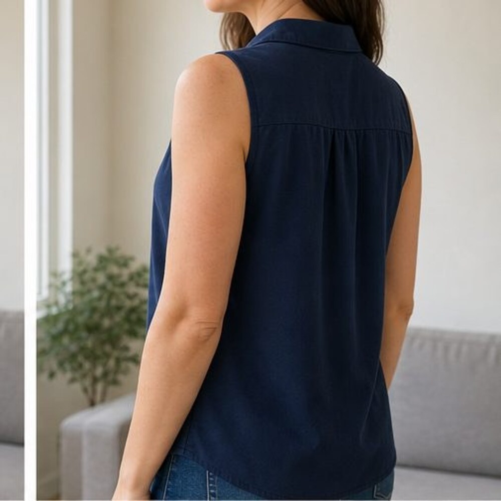 Navy Smocked Top - Picture 3 of 6